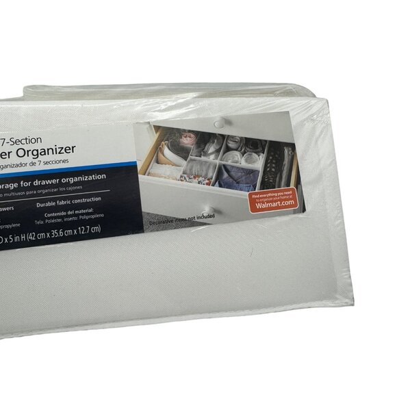 Mainstays 7 Section Drawer Organizer Multipurpose Storage Durable White Fabric C - Picture 4 of 5